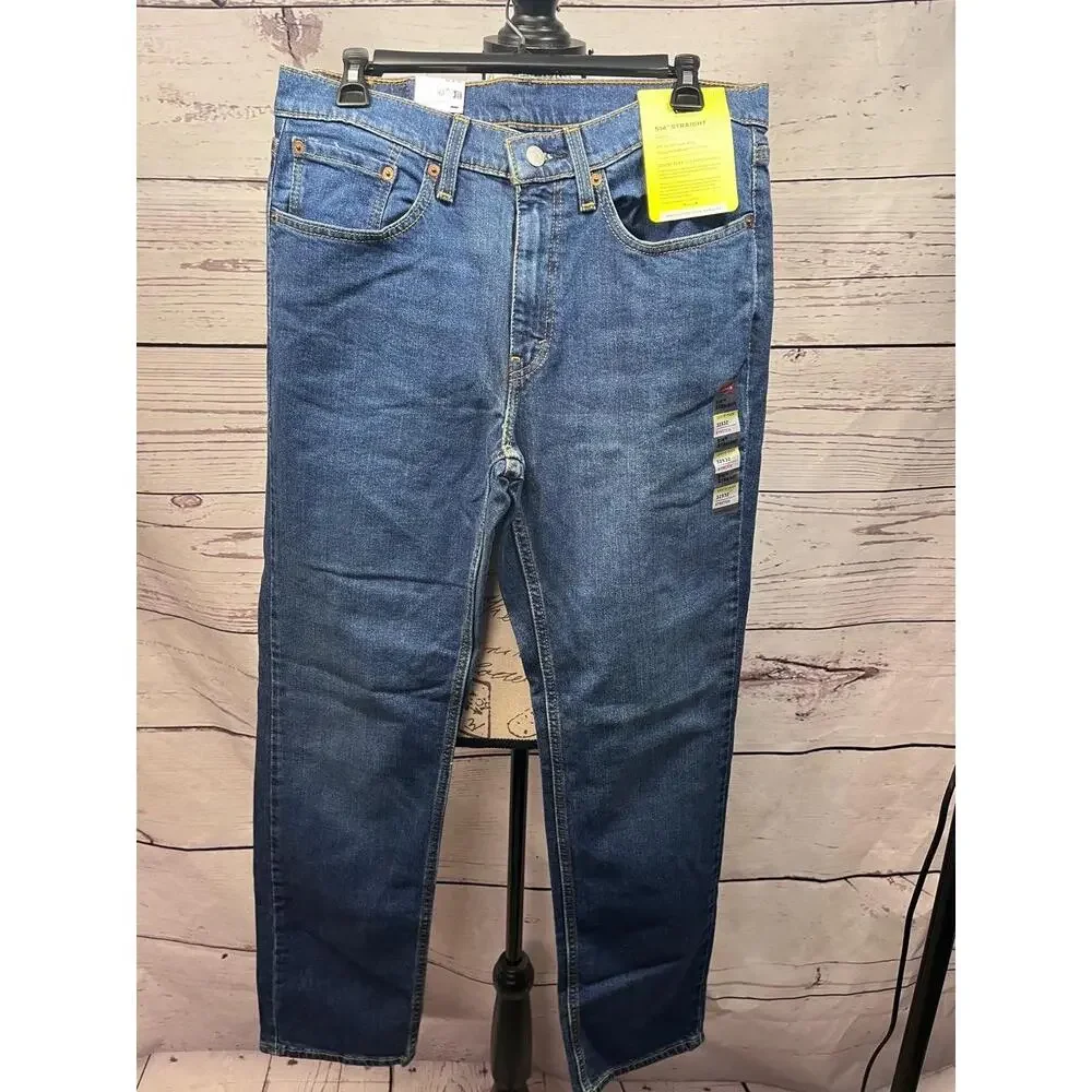 NWT Levi Strauss 514 Straight Dark Wash Jeans Unisex Size 32x32